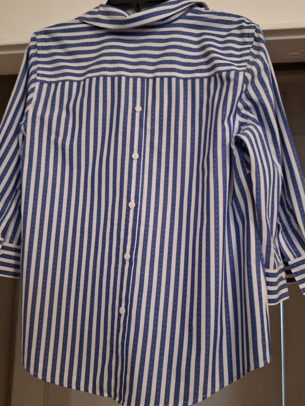 Chico's Blue and White Striped Button-Down Shirt - Picture 6 of 7